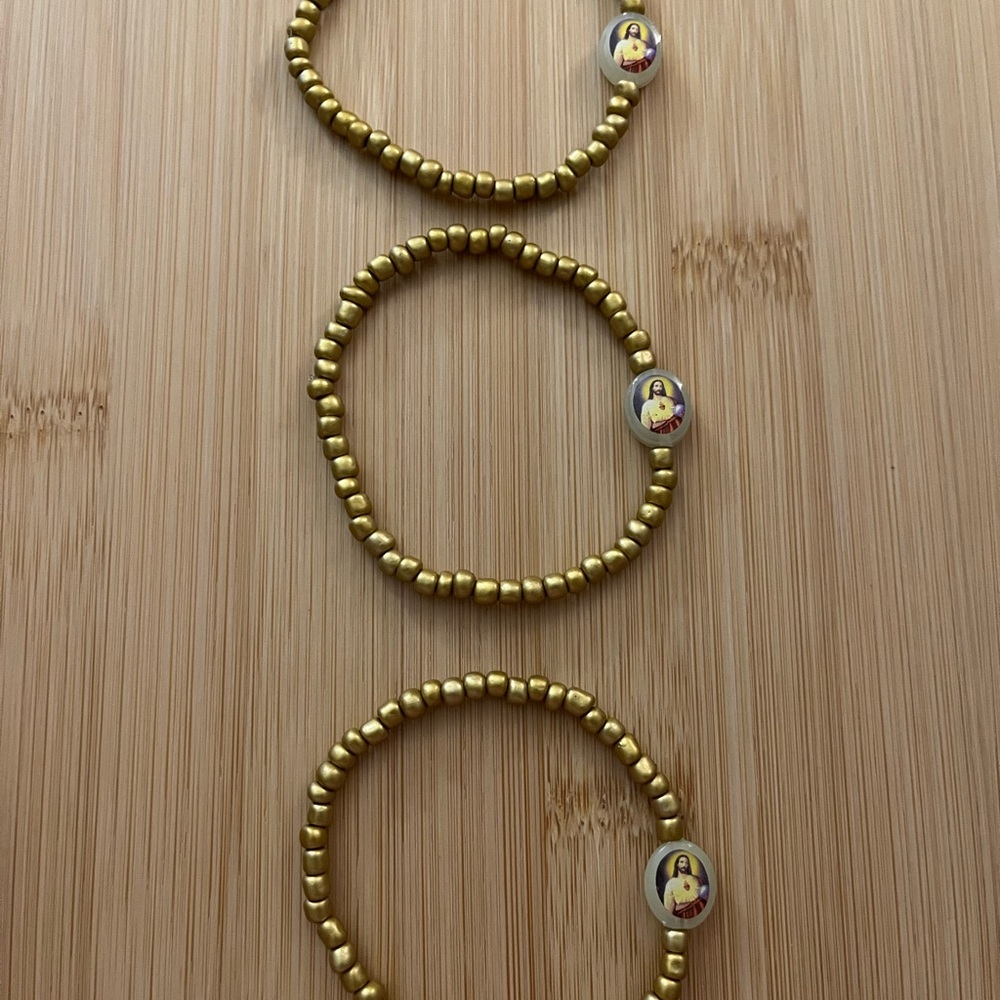 Jesus Gold Inspired Beaded Bracelet - 1 Piece